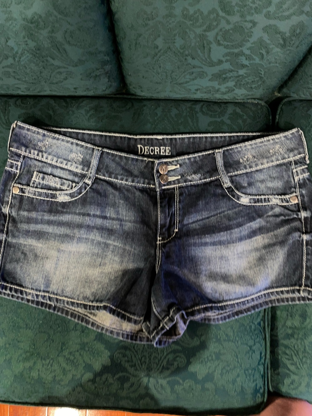 Decree Women's Dark Blue Washed Denim Jean Shorts